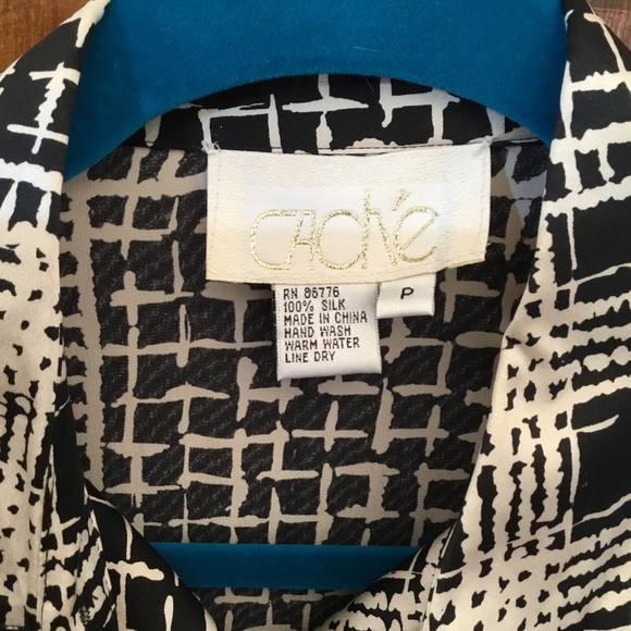 Cache button down silk shirt, size P - Picture 2 of 3
